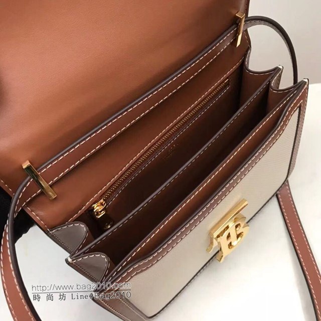 Burberry專櫃新款女包 巴寶莉雙色帆布TB小號斜挎包單肩包  db1149